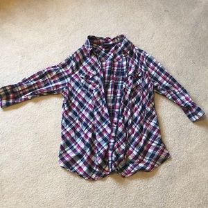 Plaid Button-Up Top - Size 1X